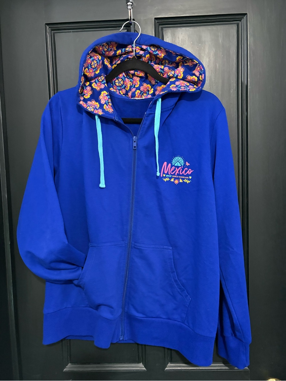 Disney “Coco” Royal Blue Zip-Up Hoodie with Floral Hood Lining